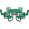 Global Industrial 46 Round Expanded Metal Carousel Picnic Table With 6 Seats, Green 277590GN